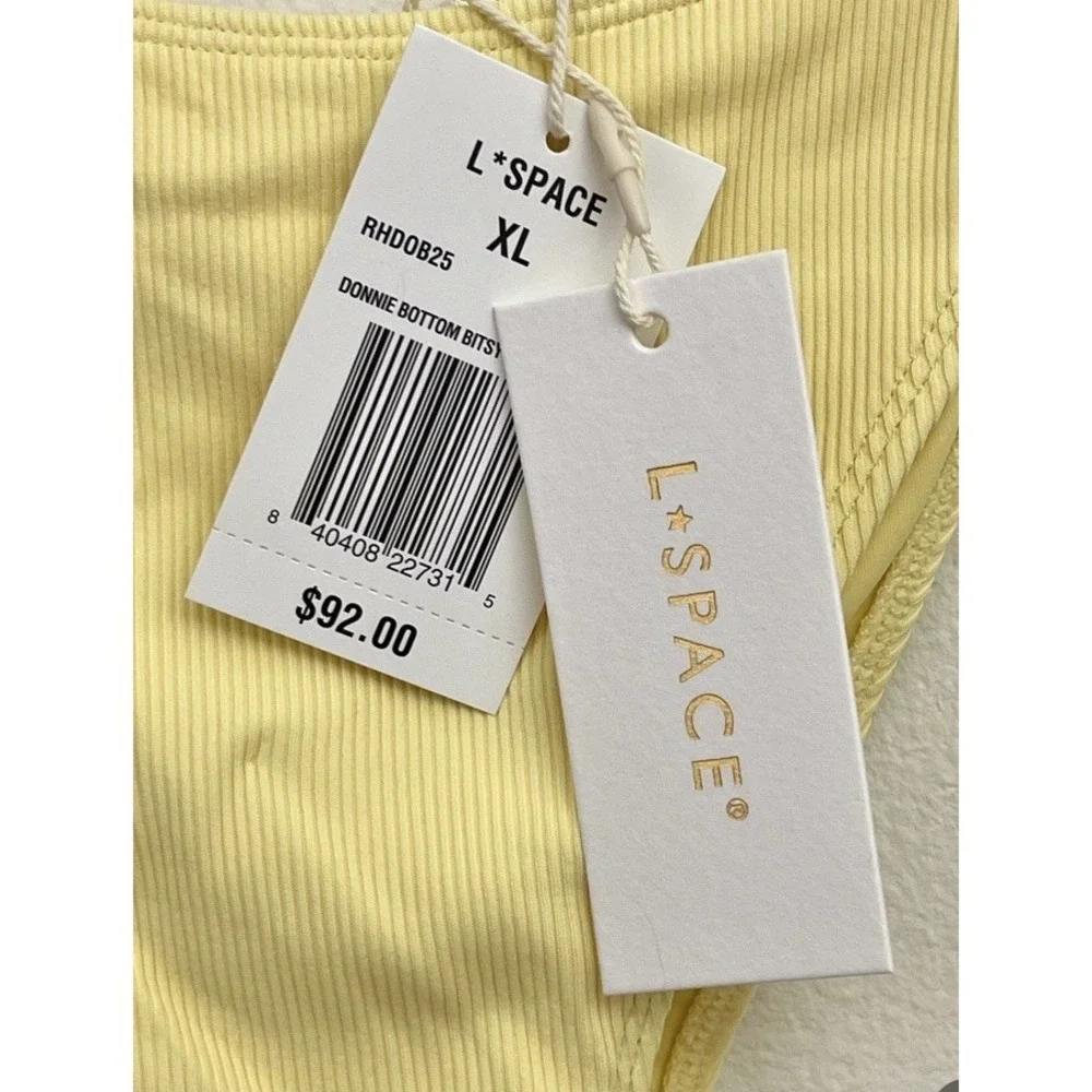 New! L*SPACE‎ Donnie Bottom Bitsy Ribbed Cheeky Bikini Bottom Daisy Yellow XL